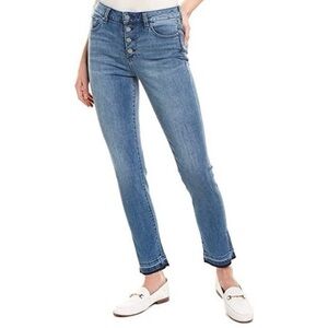 Vince Camuto High Rise Button Fly Raw Slit Hem Skinny Jean